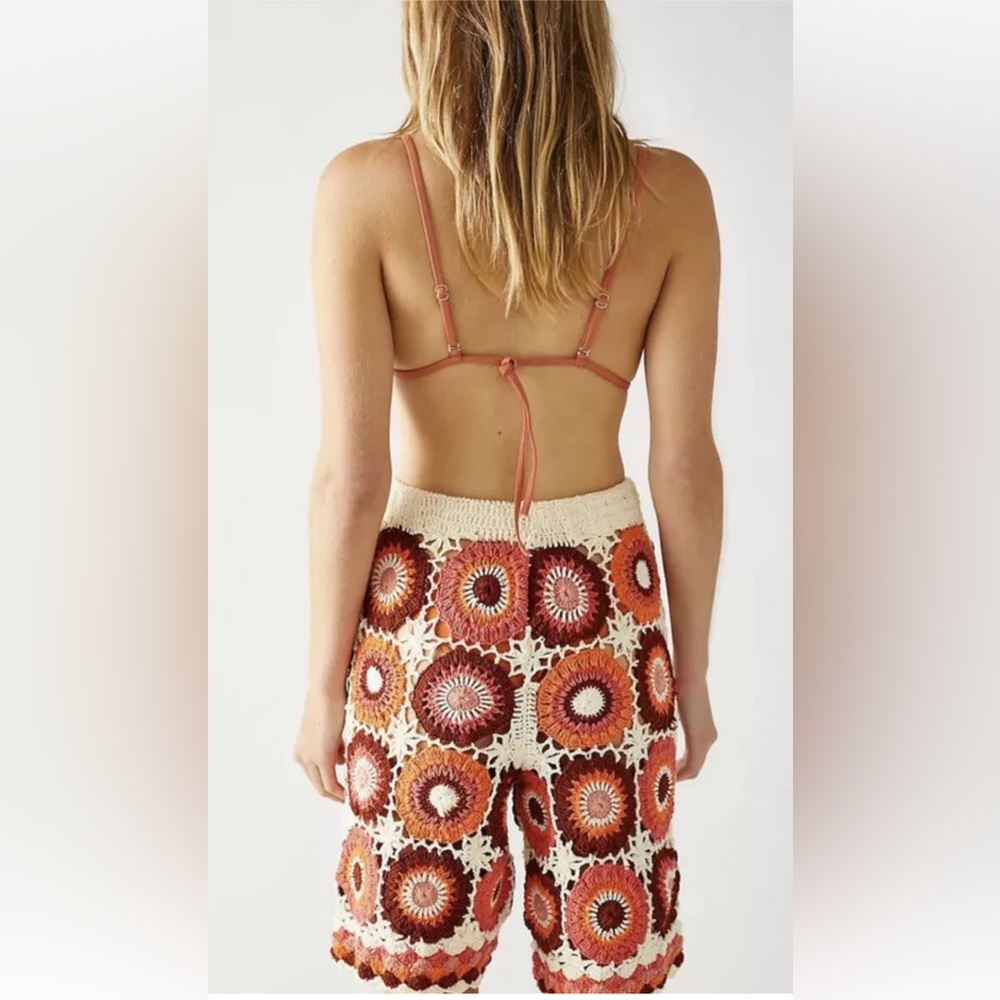 Flook x Free People Crotched Francis Long Shorts in Cream Orange Size XS - Picture 2 of 8